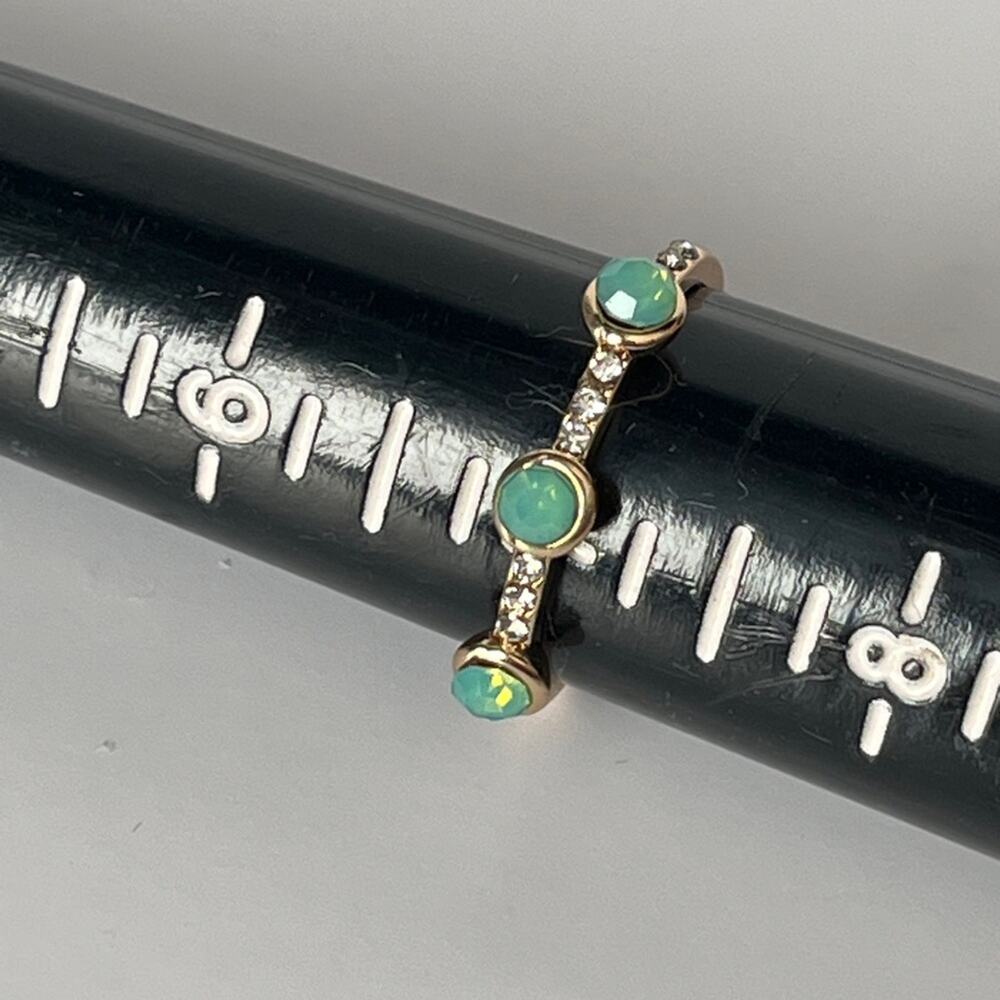 Gold Stacking Rings with Turquoise and Crystal Accents - Picture 2 of 6